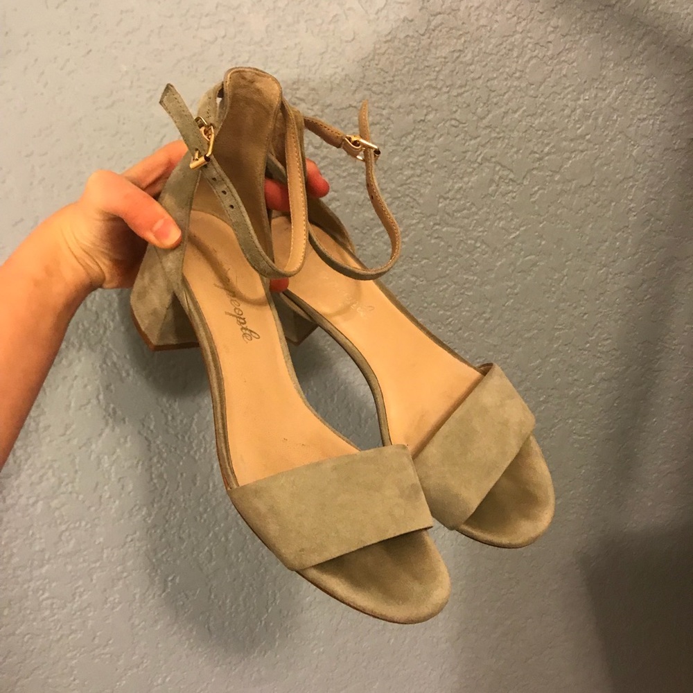 Green suede free people heels